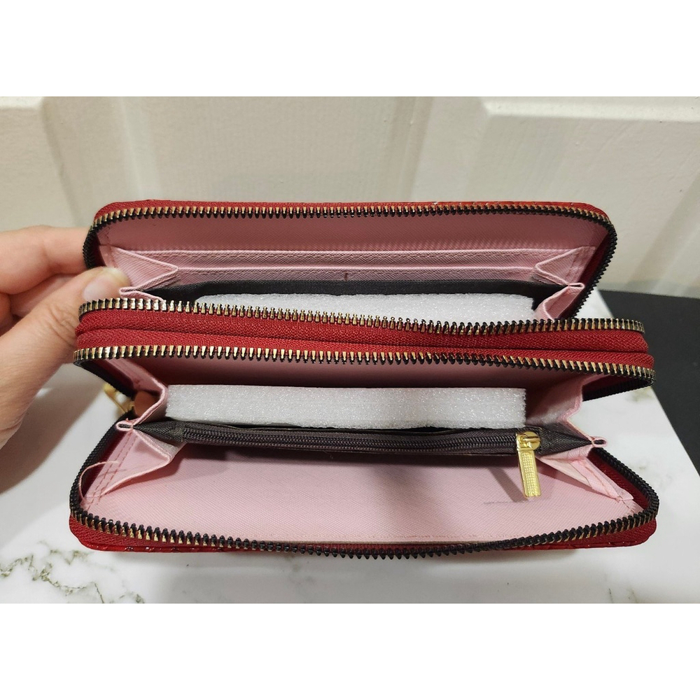 Braided Pattern Glossy Wallet In Red - Picture 4 of 6